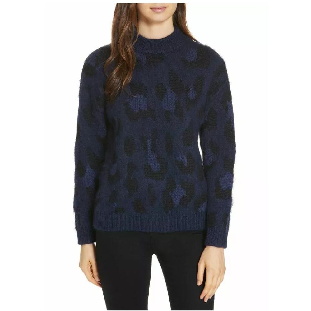 Kate Spade Blue Animal Print Alpaca Sweater NWT